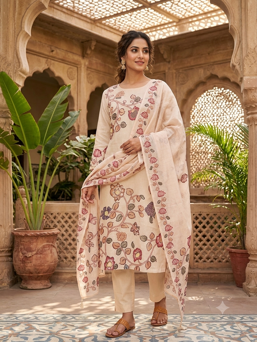 Floral Print Kurti Set With Coordinating Dupatta LILANRMK CHATGPT