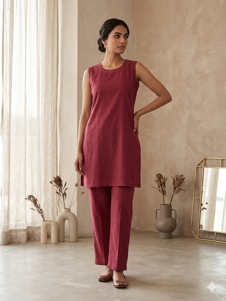 Rust Colour Co-Ord Set with Cordet Back 6112